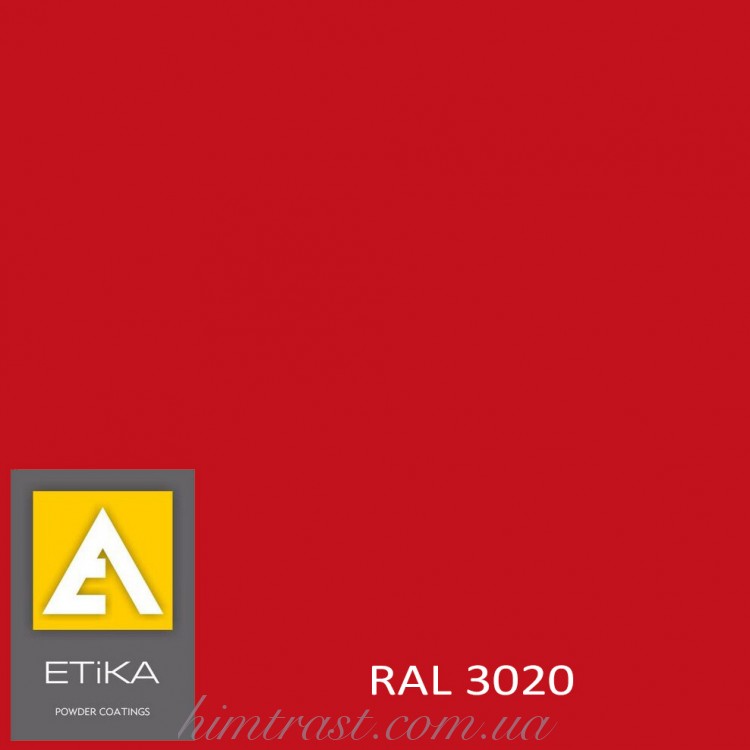 Краска порошковая полиэфирная Etika Tribo Транспортный красный RAL 3020 шагрень<br />